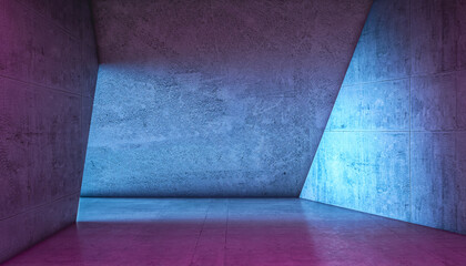 Wall Mural - abstract concrete interior modern futuristic cool shades. 3d render