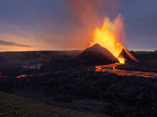 Volcano Bursting With Hot Lava