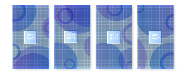 Vector set of blue abstract geometric cover background with minimal trendy style.
