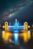 Parque turístico em curitiba Parque tanguá com céu estrelado e temática natalina