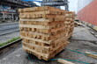 View of fumigated wooden dunnage for steel products separation