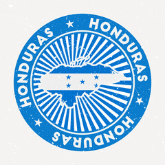 Wall Mural - Honduras round stamp. Logo of country with flag. Vintage badge with circular text and stars, vector illustration.
