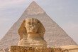 View of the Great Pyramids and Sphinx in Cairo Egypt