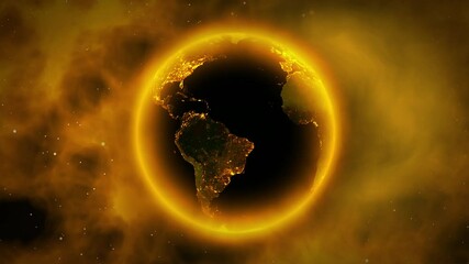Wall Mural - Earth Rotating on black space background with stars Loop.