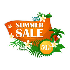 Wall Mural - Summer sale and discount stickers or label, Special offer for mid or end season