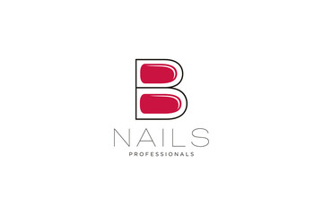 initial letter B with Nails logo. Vector icon business sign template for beauty industry, nail salon, manicure, boutique, cosmetic procedures.