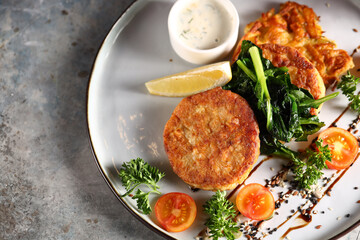 Sticker - chicken cutlets for lunch with a side dish