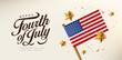© bokmok - Independence day USA celebration banner with Realistic gold star and Flag of the United States. 4th of July poster template.