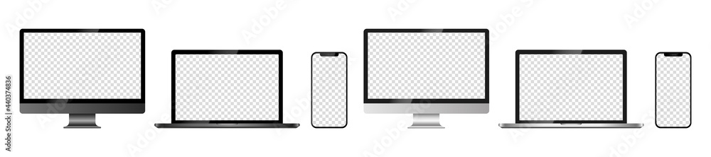 Realistic mockups of Apple devices on an isolated background. Vector ...