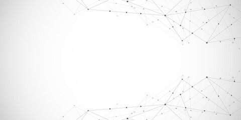 Abstract polygonal background with connecting dots and lines. Global network connection, digital technology and communication concept