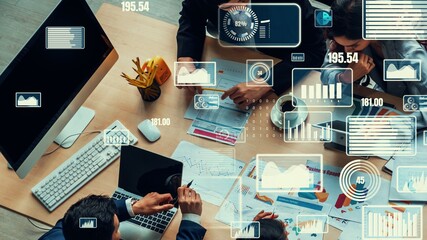 Wall Mural - Creative visual of business data analyzing technology . Concept of digital data for marketing analysis and investment decision making .