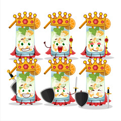 Sticker - A Charismatic King orange mojito cartoon character wearing a gold crown