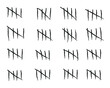 Editable stroke Tally marks count or prison wall sticks lines counter. Logger hash marks icons of jail tally numbers counting in slash lines. Vector clipart. Isolated on white background.