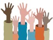 © Raquel - illustration of different raised hands