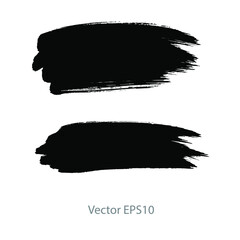 Sticker - brush strokes watercolor background. Vector black paint