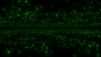 Wall Mural - This animation shows a green digital field made up of dozens dots.