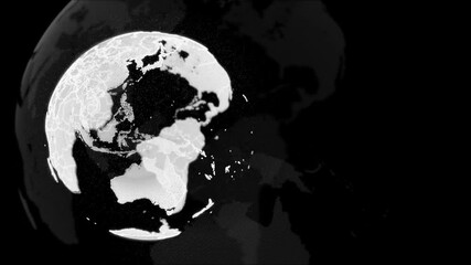 Wall Mural - this is a stock animation graphic showing a black and white digital projection of the planet earth