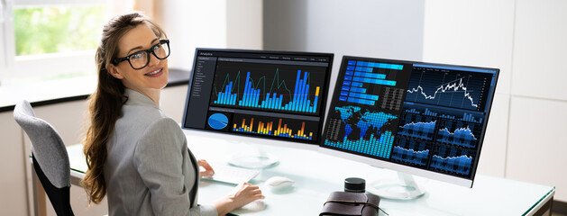 Canvas Print - KPI Business Analytics Data Dashboard. Analyst