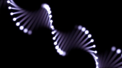 Wall Mural - 3D animation of DNA. The background is black.