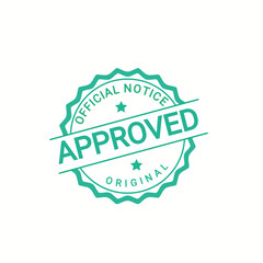 Official notice approved original text stamp  on white background