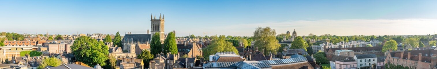 Wall Mural - Cambridge city aerial panorama overlooking tower of great St. Mary's church. England