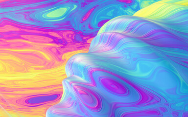 Canvas Print - Colorful flowing painting pigment, 3d rendering.