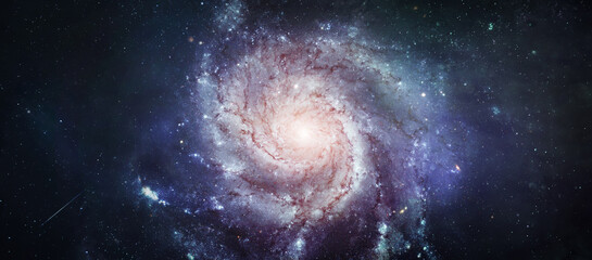 Poster - Galaxy and constellation in deep space. Stars and far galaxies. Ultra wide wallpaper background. Sci-fi space wallpaper. Elements of this image furnished by NASA