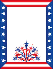 Wall Mural - American Flag Frame with Fireworks Inside