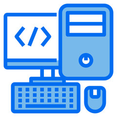 computer blue line icon