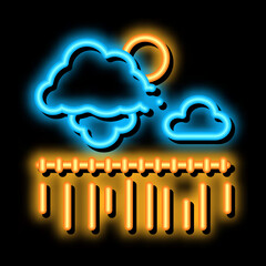 Sticker - bad weather wheat field neon light sign vector. Glowing bright icon bad weather wheat field sign. transparent symbol illustration