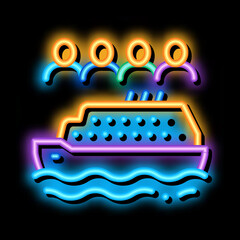 Wall Mural - sea crossing liner people neon light sign vector. Glowing bright icon sea crossing liner people sign. transparent symbol illustration