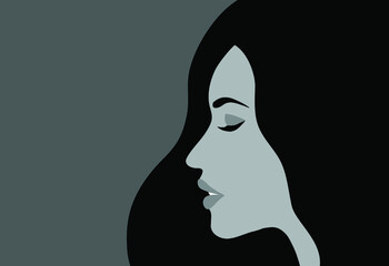 Beautiful woman face side view vector illustration