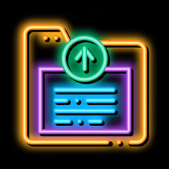 Wall Mural - information folder neon light sign vector. Glowing bright icon information folder sign. transparent symbol illustration