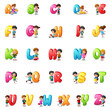 © dreamblack46 - Cartoon colorful alphabet set with happy children