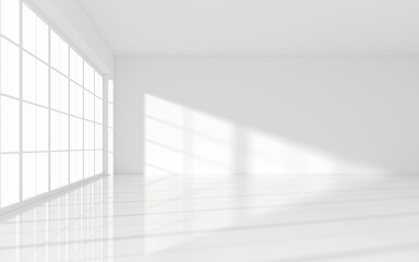 Wall Mural - The white empty room, 3d rendering.