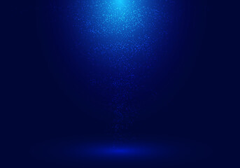 Wall Mural - 3d studio room lighting and dust on dark blue background