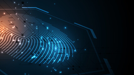 Security cyber digital concept fingerprint scan Abstract technology background protect system innovation vector illustration