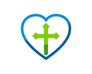 Canvas Print - Simple love shape with religion cross inside