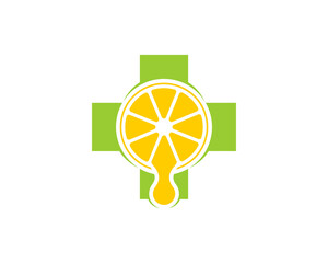 Sticker - Plus medical symbol with orange fruit logo