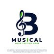 © free - Letter B with Music Key Note Logo Design Element. Usable for Business, Musical, Entertainment, Record and Orchestra Logos