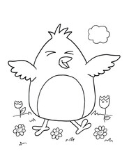 Aufkleber - Cute Springtime Bird Coloring Page Vector Illustration Art