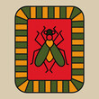 Retro Style Cicada Insect with a retro style frame