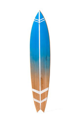 Wall Mural - Wooden surfboard on white background