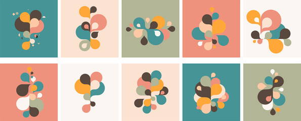 Wall Mural - set of abstract modern graphic elements and forms. abstract banners with flowing liquid shapes