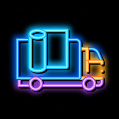 Poster - carpet cleaning truck neon light sign vector. Glowing bright icon carpet cleaning truck sign. transparent symbol illustration