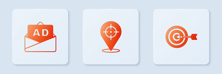 Poster - Set Target, Advertising and . White square button. Vector