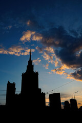 Wall Mural - Warsaw City Downtown Silhouette