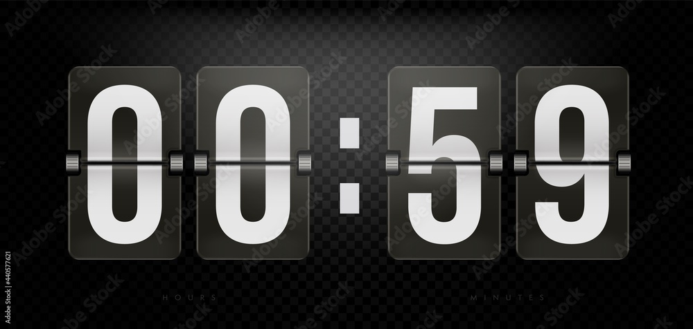 Split-flap flip counter, retro scoreboard with numerals. Retro clock ...