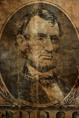 Vintage dollar background president Lincoln portrait