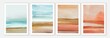 © olechkaart - Abstract wall art watercolor compositions. Soft watercolor gradient. Landscape, seashore, sea, blue sky.